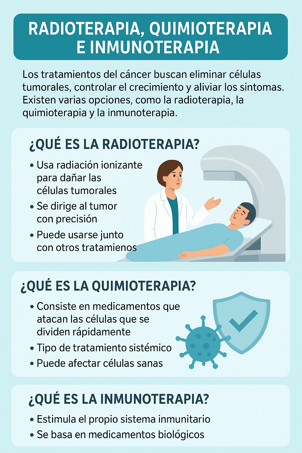 Diferencias entre Radioterapia, quimioterapia e inmunoterapia